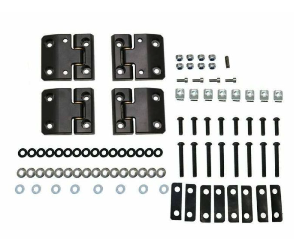 BLACK ALUMINUM FRONT ROW DOOR HINGES FOR LAND ROVER DEFENDER - BILLET ALUMINUM - FITS FROM 1983-2016