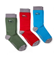 Load image into Gallery viewer, GENUINE LAND ROVER SOCKS - THREE PACK OF SOCKS - SIZES 7-11 WITH VEHICLE ICONS
