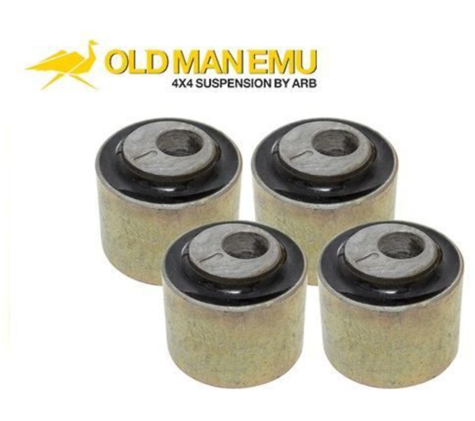 CASTOR CORRECTED RADIUS ARM BUSHES BY OLD MAN EMU - UPTO 92 - COMES AS A SET OF FOUR - FOR DEFENDER, DISCOVERY 1 AND RANGE ROVER CLASSIC NARROW BUSH 38MM