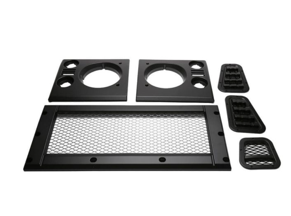 SATIN BLACK FACELIFT KIT - GRILLE, HEADLAMP SURROUNDS AND VENTS - LAND ROVER DEFENDER