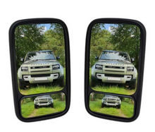Load image into Gallery viewer, BLIND SPOT MIRROR SET - SUITS ALL LAND ROVER DEFENDER MODELS 1987-2016 - WITH NEW MIRROR ARMS
